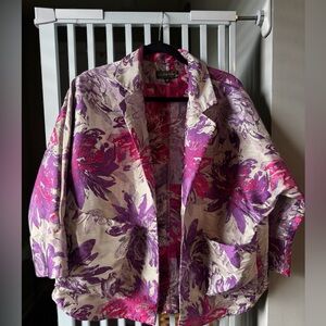 Heidi Daus Shimmery Fuchsia and Purple Floral Jacket